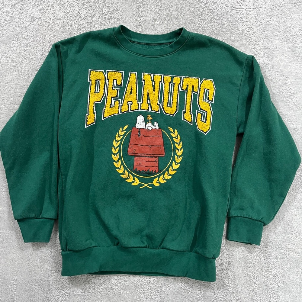 Snoopy Peanuts Sweater Adult Medium Sweatshirt‎ Green Y2K Graphic Pullover
